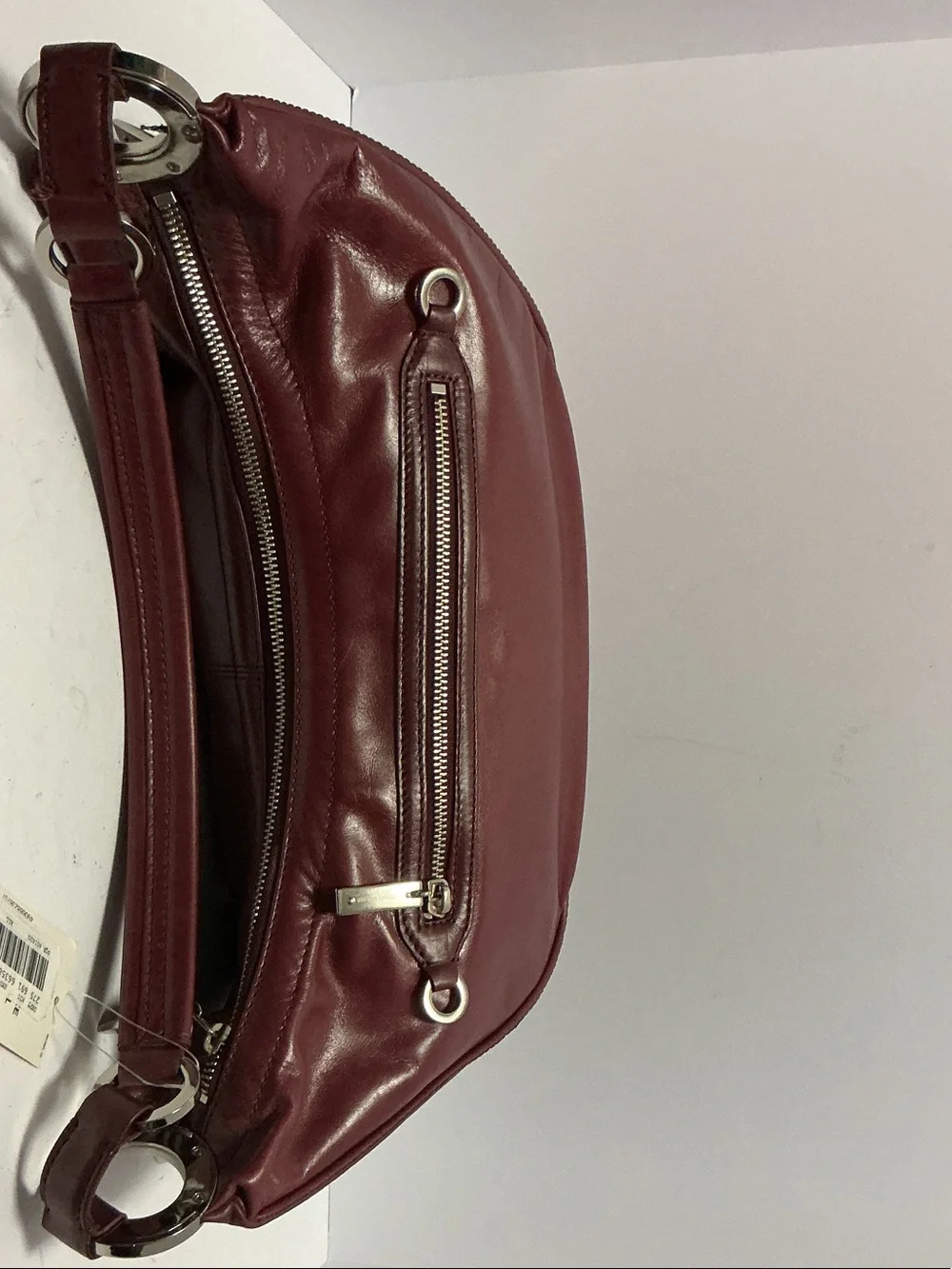 ANTONIO MELANI Burgundy Leather Shoulder Hobo